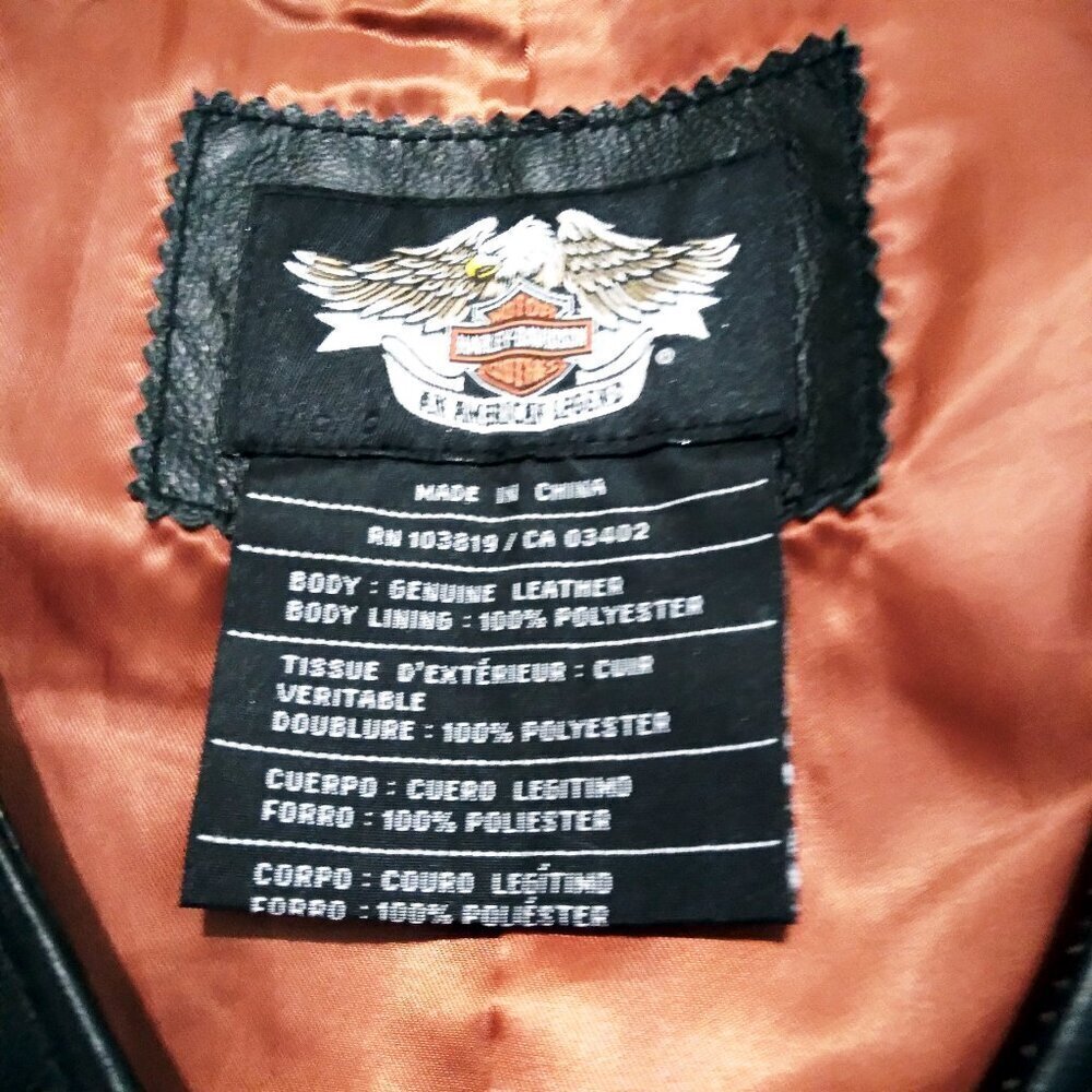 Women's Black Leather Classic Wing Signature Zip Up Moto Vest  As New Sz M - Picture 2 of 9